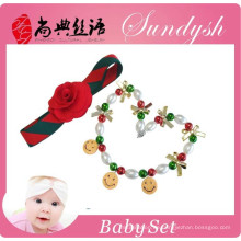 Wholesale Christmas Chunky Necklace And Baby Girl Hairband Set